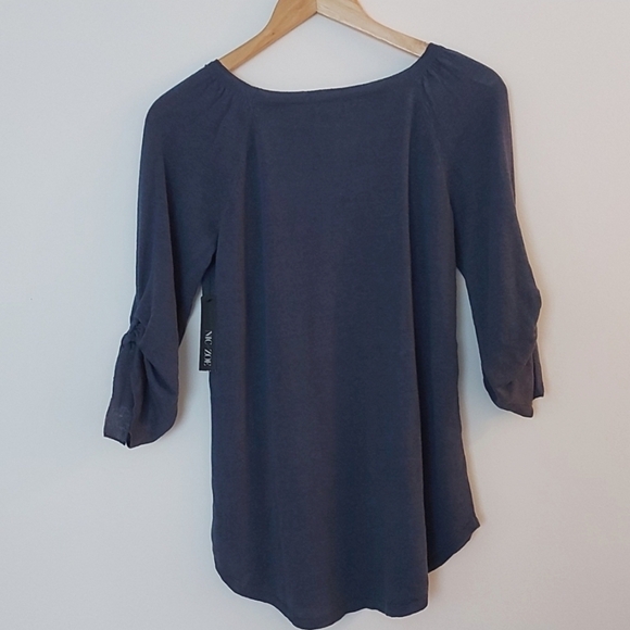 NWT Nic + Zoe Linen Blend Ruched Sleeve with Ties Lightweight Sweater Si… - Picture 3 of 7